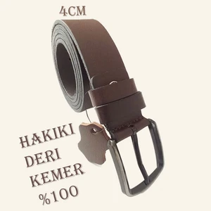 Hediyelik Kahverengi Erkek %100 Hakiki Deri Kemer 4Cm - Eybul