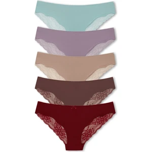 Hnx 5'li Arkası Dantel Lazer Kesim Interlok Slip Kadın Külot