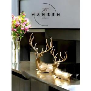 Modern Geyik Biblo 2'li Set Gold (Altın) (22 cm )