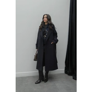 Morcivert Kuşaklı Premium Kaşe Kaban