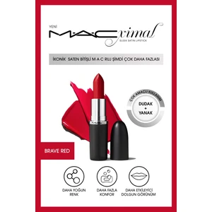 MAC MACximal Sleek Satin Lipstick İkonik Saten Bitişli Ruj-BRAVE RED 3.5GM