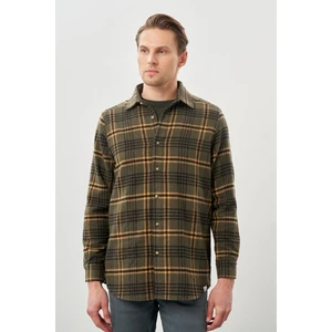 Antrasit Yünlü Ekose Desen Yumuşak Yaka Cepsiz Uzun Kol Casual Comfort Fit Gömlek 1004245227