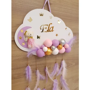 Mor Mini Bebek Kapı Süsü Bebek Odası Dekor Duvar Pano