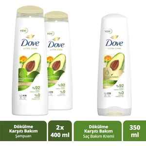 Ultra Care Dökülme Karşıtı Şampuan 400 ml x 2 ve Saç Bakım Kremi 350 ml Seti Avokado Özü