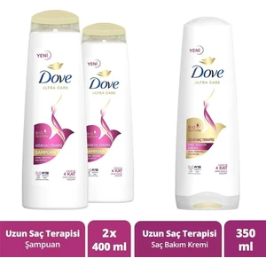 Ultra Care Saç Bakım Seti: Güçlendirici Şampuan 400 ml x 2  ve Uzun Saç Terapisi Kremi 350 ml