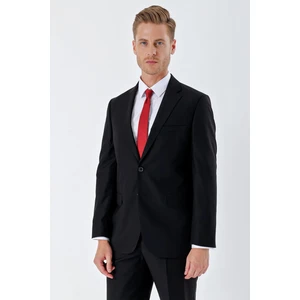 Siyah Gabardin Mono Yaka 8 Drop Slim Fit Dar Kesim Basic Takım Elbise 1001240006