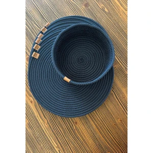 6'lı Hasır Supla Amerikan Servis Tabak Altlığı 31 Cm+1 Adet Ekmeklik Sepet 18 cm