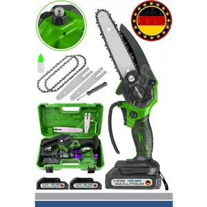 Alman V598 15AHM Yeşil Çift Akülü Budama Testeresi Şarjlı Ağaç Dal Budama Kesme Testere Makinesi