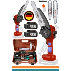 Alman V5988 25CM Zincir Yağlamalı Çift Akülü Budama Testeresi Şarjlı Ağaç Dal Budama Kesme Testere