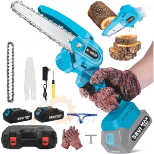 58 Vf 5 Ah 20 cm Pala Akülü Şarjlı Dal Budama Testeresi Yedek Zincir ve Pala Hediyeli