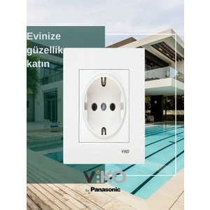 Karre Beyaz Topraklı Priz  (Çerceve Dahil) Sıvaaltı