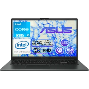 Vivobook Go 15 Intel Core i3-N305 8GB 128GB SSD 15.6" FHD Freedos Taşınabilir Bilgisayar E1504GA-NJ276 001