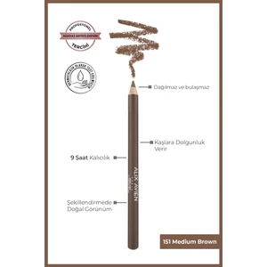 Uzun Süre Kalıcı, Belirginleştirici Şekillendirici Kahve Kaş Kalemi - Brow Liner 151 Medium Brown
