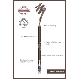 Fırçalı Yumuşak Uçlu Belirginleştirici Kahverengi Kaş Kalemi-Eyebrow Expert Powdery Liner 106 Bitter