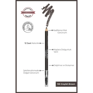 Fırçalı Yumuşak Uçlu Belirginleştirici Kahverengi Kaş Kalemi-Eyebrow Expert Powdery Liner 105 Gray