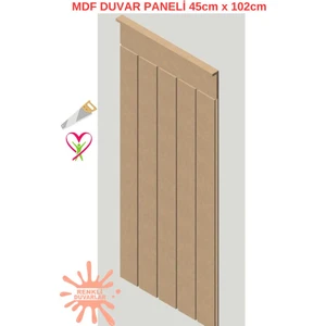 Renkli Duvarlar 45X102 (1 Adet) Dekoratif, Duvar Çıtası Ham Ahşap Duvar Paneli, Boyanabilir, Ham, Mdf Panel