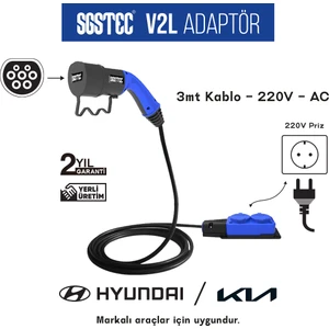Hyundai - Kia 3mt Kablolu 2'li V2L Uzatma Priz Adaptör