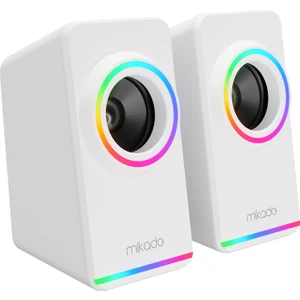 MD-182 2.0 3W*2 Beyaz Rgb Aydınlatmalı USB + 3.5mm USB 5V Speaker Hoparlör