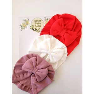 Kız Bebek Renkli Kaşkorse Bone 3'lü Set