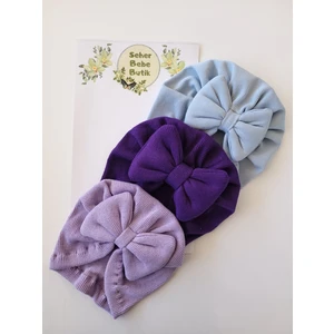 Kız Bebek Fiyonklu Kaşkorse Bone 3'lü Set