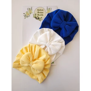 Kız Bebek Fiyonklu Kaşkorse Bone 3'lü Set