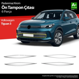 VW Tiguan 3 Krom Ön Tampon Çıtası 6 Prç. 2024 Üzeri A+ Kalite