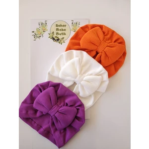 Kız Bebek Fiyonklu Kaşkorse Bone 3'lü Set