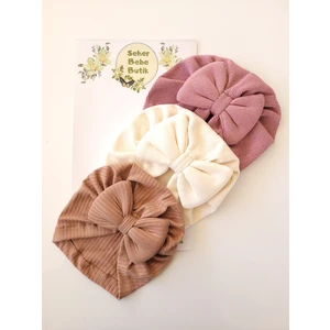 Kız Bebek Fiyonklu Kaşkorse Bone 3'lü Set