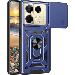 Infinix Note 40 Pro 5g ile Uyumlu Kılıf Magnetik Standlı Kamera Korumalı Sürgülü Kapak