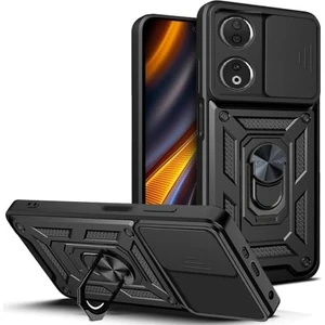 Honor 90 5g ile Uyumlu Kılıf Magnetik Standlı Kamera Korumalı Sürgülü Kapak