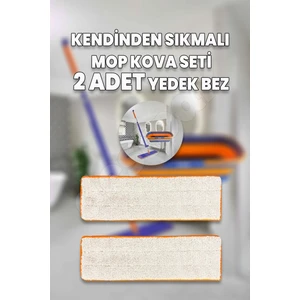 2 Adet Yedek Bez - SADECE BEZ - Kendinden Sıkmalı Mop Kova Seti Yedek Bezi - Mikrofiber Yedek Bez