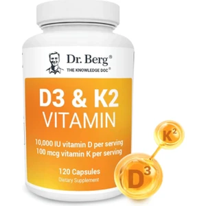 Dr. Berg Vitamin D3 K2 W/mct Powder - Includes 10,000 Iu Of Vitamin D3, 100 Mcg Mk7 Vitamin K2, Purified Bile Salts, Zinc & Magnesium For Ultimate Absorption - 120 Capsul