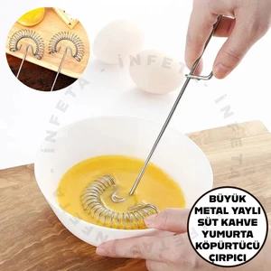 Yaylı Yumurta Süt Kahve Çırpıcı Metal Yeni Model Mikser Krem Sos Karıştırıcı Saplı