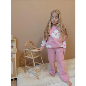 Yigit Butik Çiçek Baskılı Ispanyol Paça Kız Çocuk Alt Üst Takım