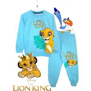 Little Tortoise Erkek Çocuk Aslan Kral Simba Baskılı Şardonlu Sweatshirt Eşofman Takımı