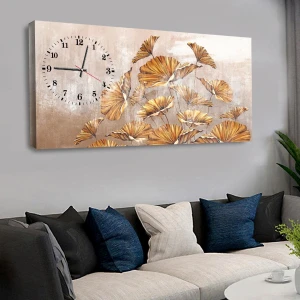 Zevahir Mobilya Dekorasyon Sarı Çiçek Saatli Kanvas Tablo