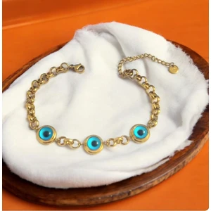 Kadın Nazar Boncuklu Çelik Bileklik