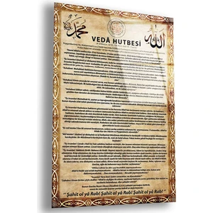 Zevahir Mobilya Dekorasyon Veda Hutbesi Uv Baskı Kırılmaz Cam Tablo