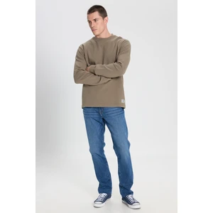 Slim Fit Dar Kesim Normal Bel Dar Paça Texas Mavi Esnek Jean Denim Pantolon
