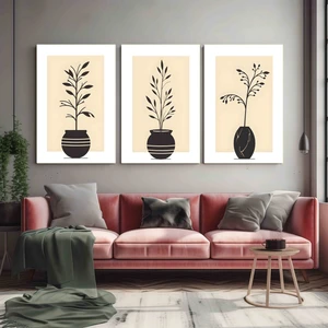 Matisse - Boho - Art Deco - Soyut - Doğa ( 3 Lü Çerçevesiz ) Poster - Afiş - Tablo KR2C00920/
