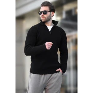 Siyah Fermuar Yaka Triko Erkek Kazak E7295