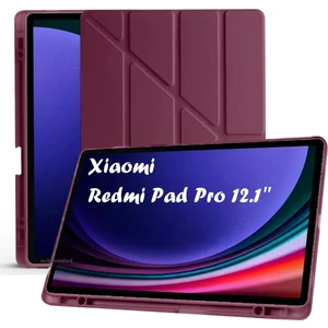 M.tk moveteck Redmi Pad Pro 12.1 Inç Uyumlu Tablet Kılıf Kalem Bölmeli Katlanabilir Standlı Pu Deri Yumuşak Uyku Modlu Kapak