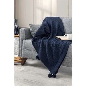 Ponponlu Triko Örme Tv Battaniyesi – Koltuk & Omuz Şalı & Diz Battaniyesi – 130x170cm