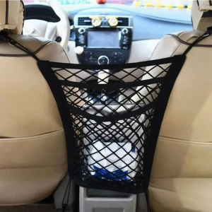 Araç Bagaj Filesi Çok Amaçlı Koltuk Arası ve Arkası Ağ File Elastik 27,5CMX28,5CM 3 Gözlü Ergonomik