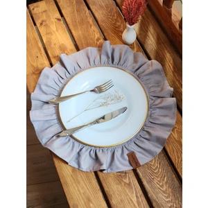 Estrella Paris Lizbon Keten Yuvarlak Fırfırlı 2 Li Vintage Amerikan Servis Gri 40 x 40