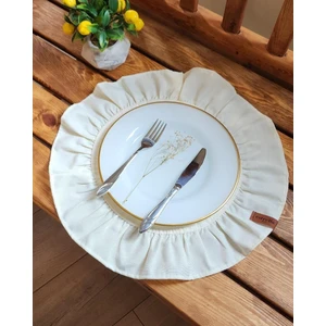 Estrella Paris Lizbon Keten Yuvarlak Fırfırlı 2 Li Vintage Amerikan Servis Krem 40 x 40