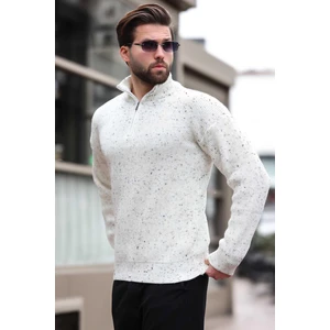 Ekru Fermuar Yaka Triko Erkek Kazak E7295