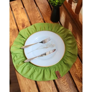 Estrella Paris Lizbon Keten Yuvarlak Fırfırlı 2 Li Vintage Amerikan Servis Yeşil 40 x 40