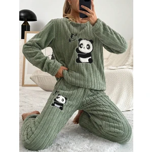 Panda Nakışlı Raporlu Wellsoft Ikili Pijama Takımı VG001