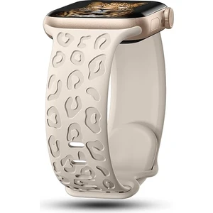 Apple Watch 10 42MM - 38/40/41MM Kordon Leopar Desen Yumuşak Silikon Kordon 2/3/4/5/6/se/7/8/9